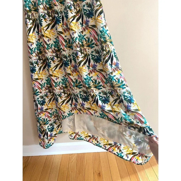 Bishop & Young Small Tropical Leaves Floral Maxi Dress Resortwear Hi-Lo Anthro - Picture 4 of 13